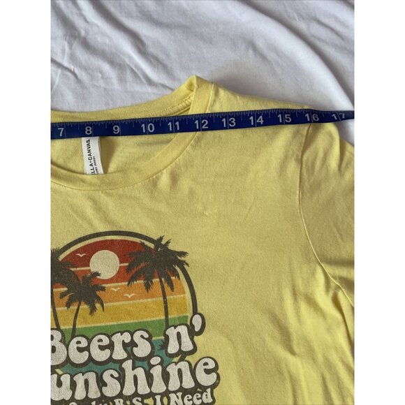 Bella + Canvas Yellow Graphic Tee "Beers N Sunshine The Only B.S. I Need" Airlum - Picture 7 of 11